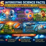 Discover 25 interesting science facts 2026 across social media, AI, kids, life, and inventions. Explore unusual, surprising, and trending discoveries that will shock you.